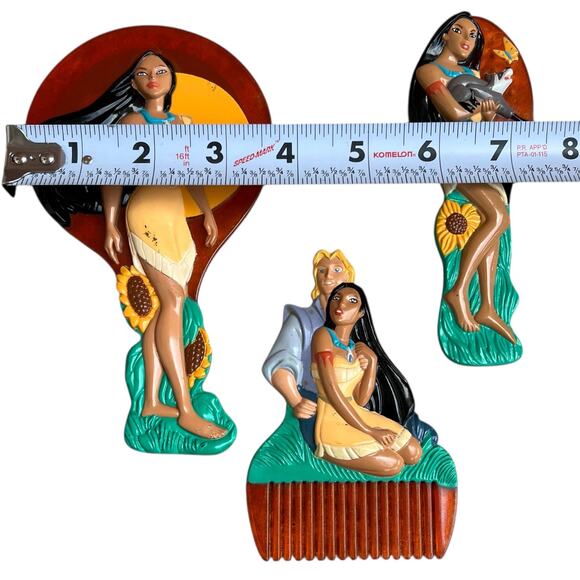 Disney Pocahontas 1995 Beautiful Maiden Vanity 3-PC Set Toys - Picture 4 of 8